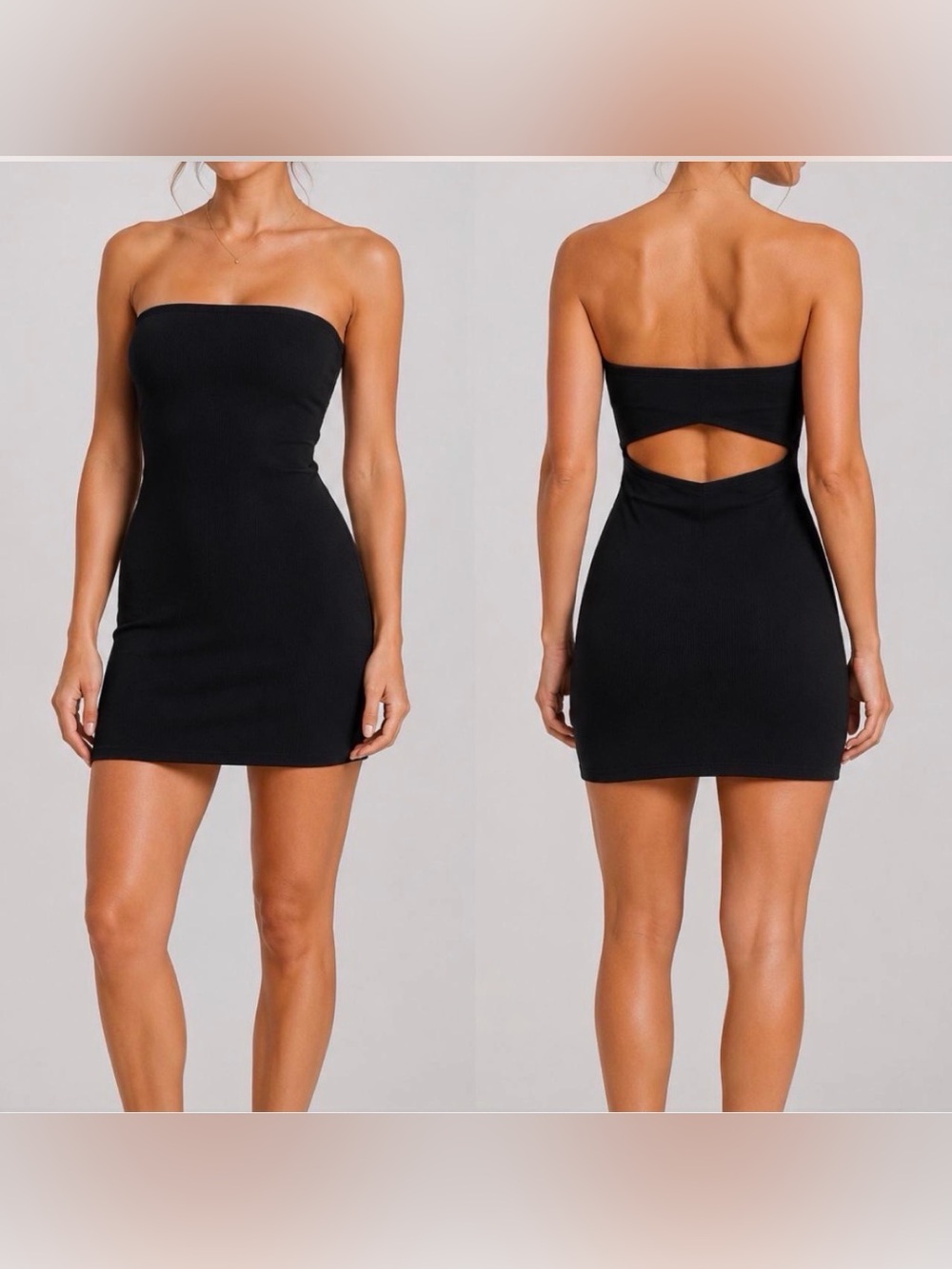 Ambiance Black Strapless Cutout Bodycon Mini Dress